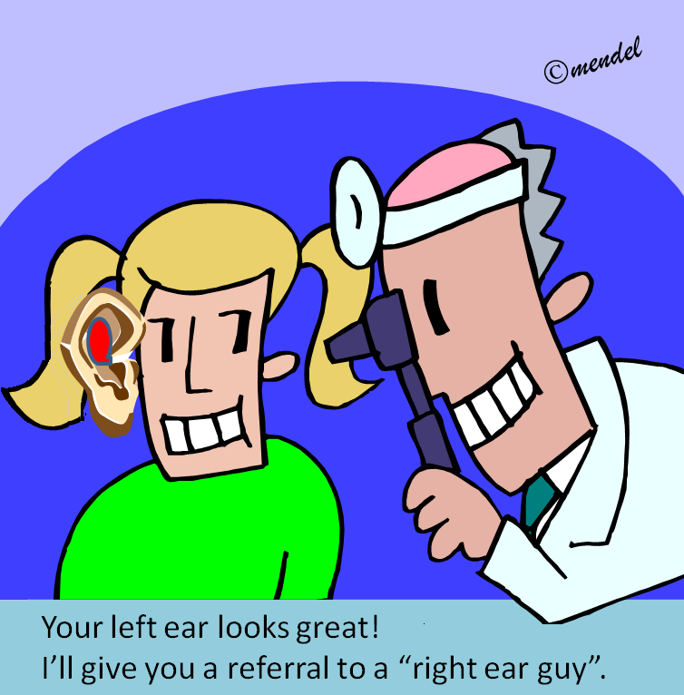 I am a right ear guy. You need to see a left ear guy.